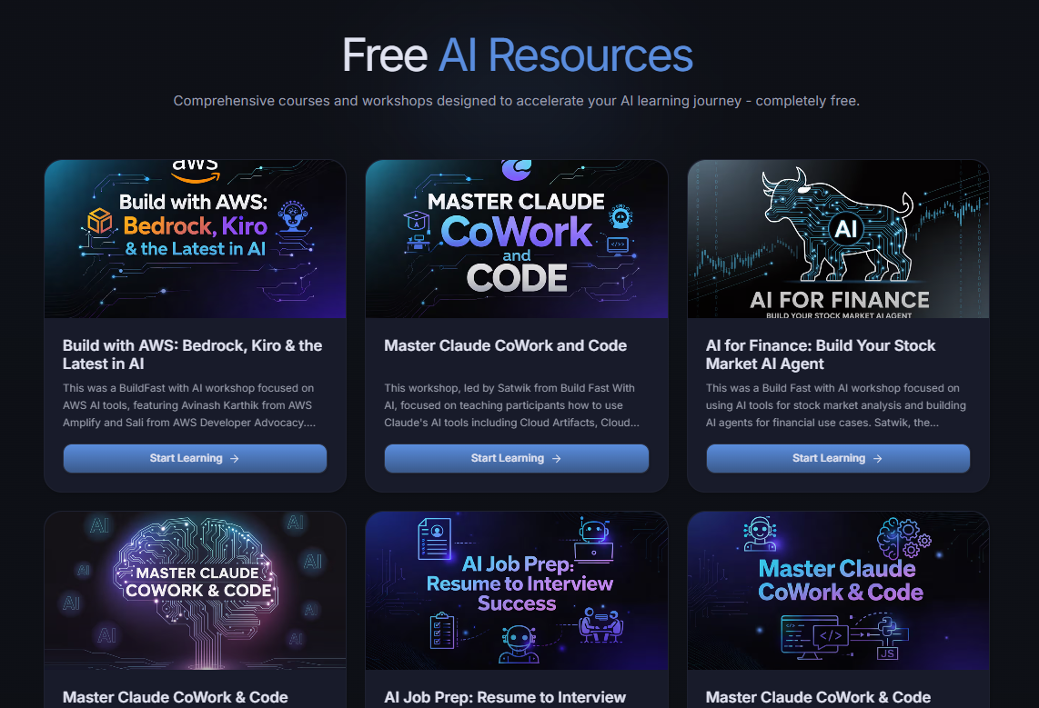 AI Resources, Free Courses & Workshops | Build Fast with AI